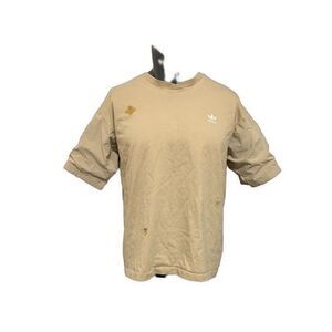 Adidas Mens Beige Embroidered Short Sleeve Crew Neck T Shirt Top Large